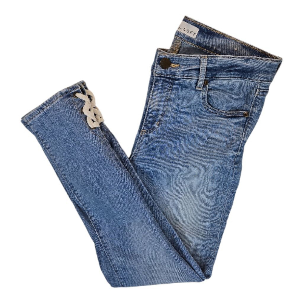 Ann Taylor LOFT Capri Jeans w/ Nautical Rope Laced Hems Size 4